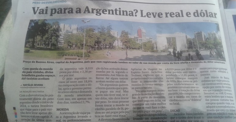 Leve Real e Dólar para a Argentina